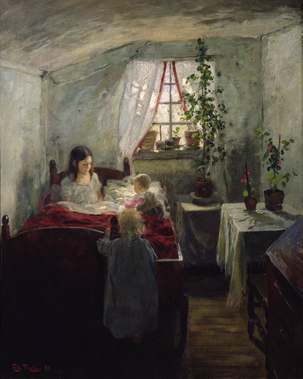Interiér s dětmi od Fritz Thaulow