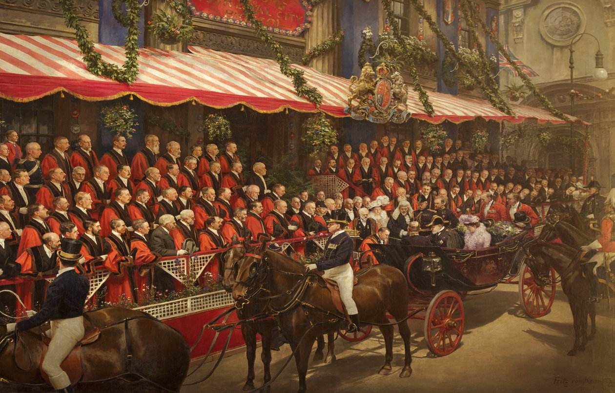 Král Edward VII. Uděluje čest rytířství radnímu Edwardu B. Jamesovi v Radě, 9. července 1908 od Fritz von Kamptz