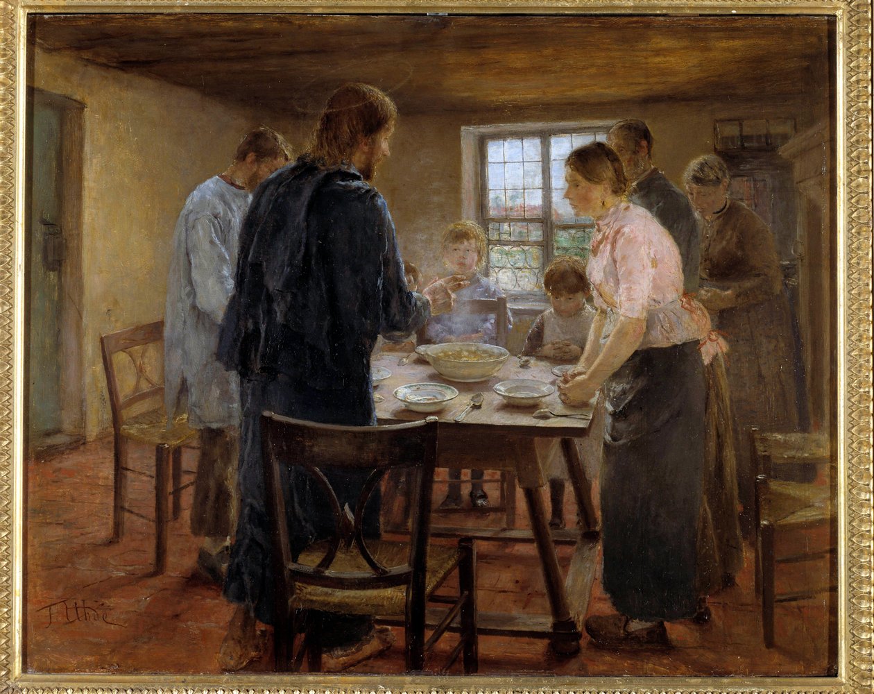 Obraz Kristus v sedlácích od Fritze von Uhde (1848-1911) 1887-1888 Ne. 0,5x0,6 m Paříž, Musee d