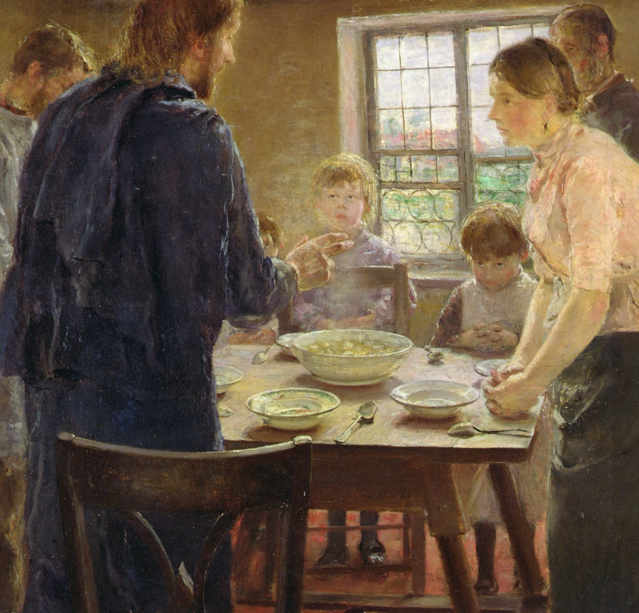 Kristus s rolníky (detail), kolem 1887-88 (olej na panelu) od Fritz von Uhde