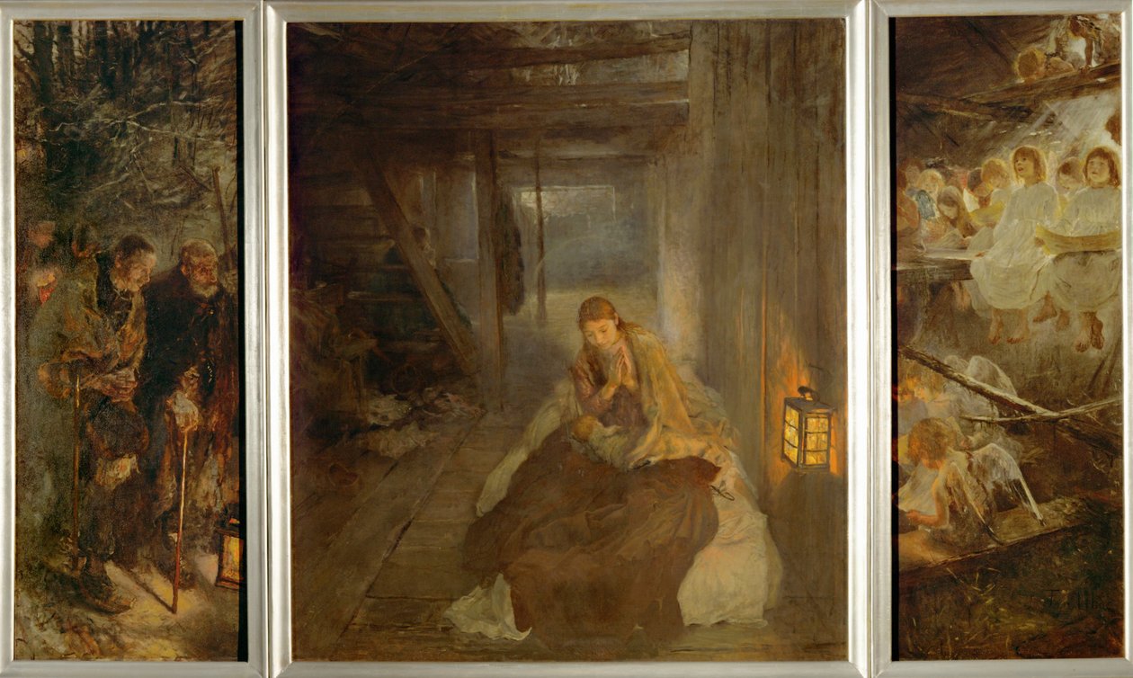 Svatá noc. Svatá noc. Triptych, vlevo od Fritz von Uhde