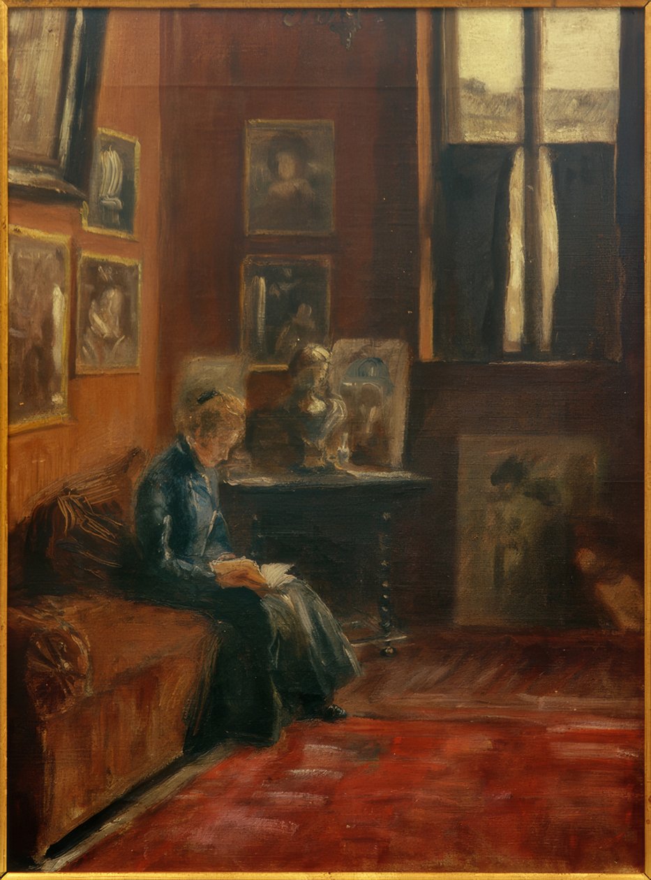 Čtenář v ateliéru v domě Starnbergů od Fritz von Uhde