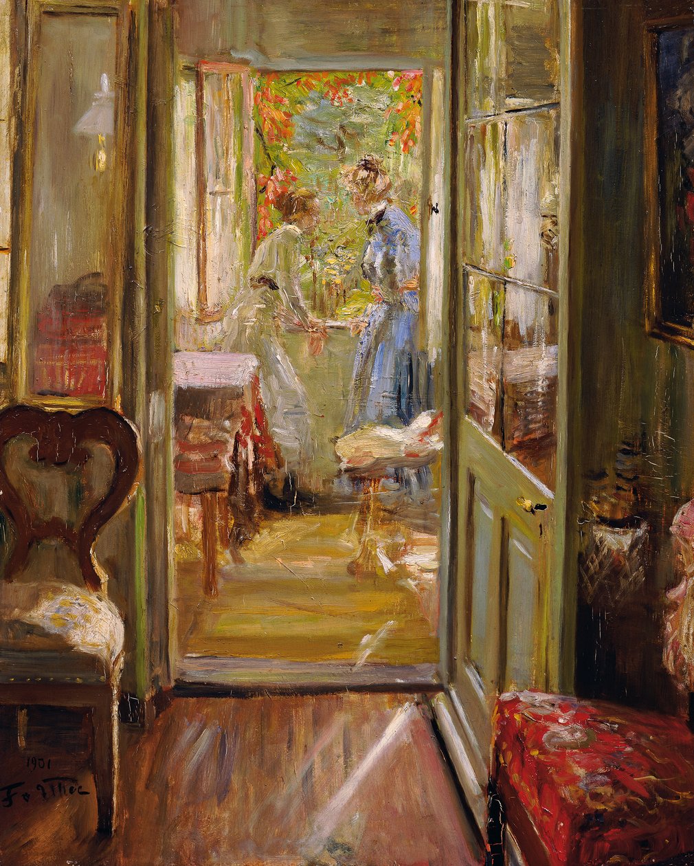 Umělcovy dcery na verandě od Fritz von Uhde