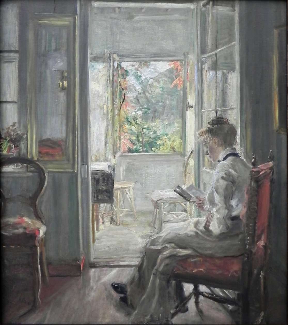 Dívka čtoucí / Ve dveřích verandy od Fritz von Uhde