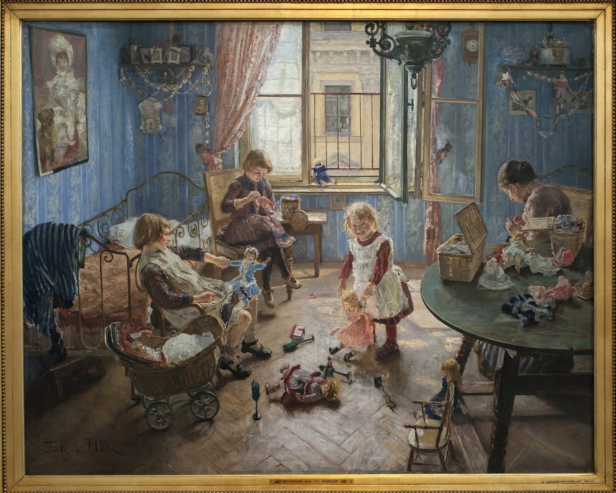 Mateřská školka. Obraz Fritze von Uhde (1848-1911), olej na plátně od Fritz von Uhde
