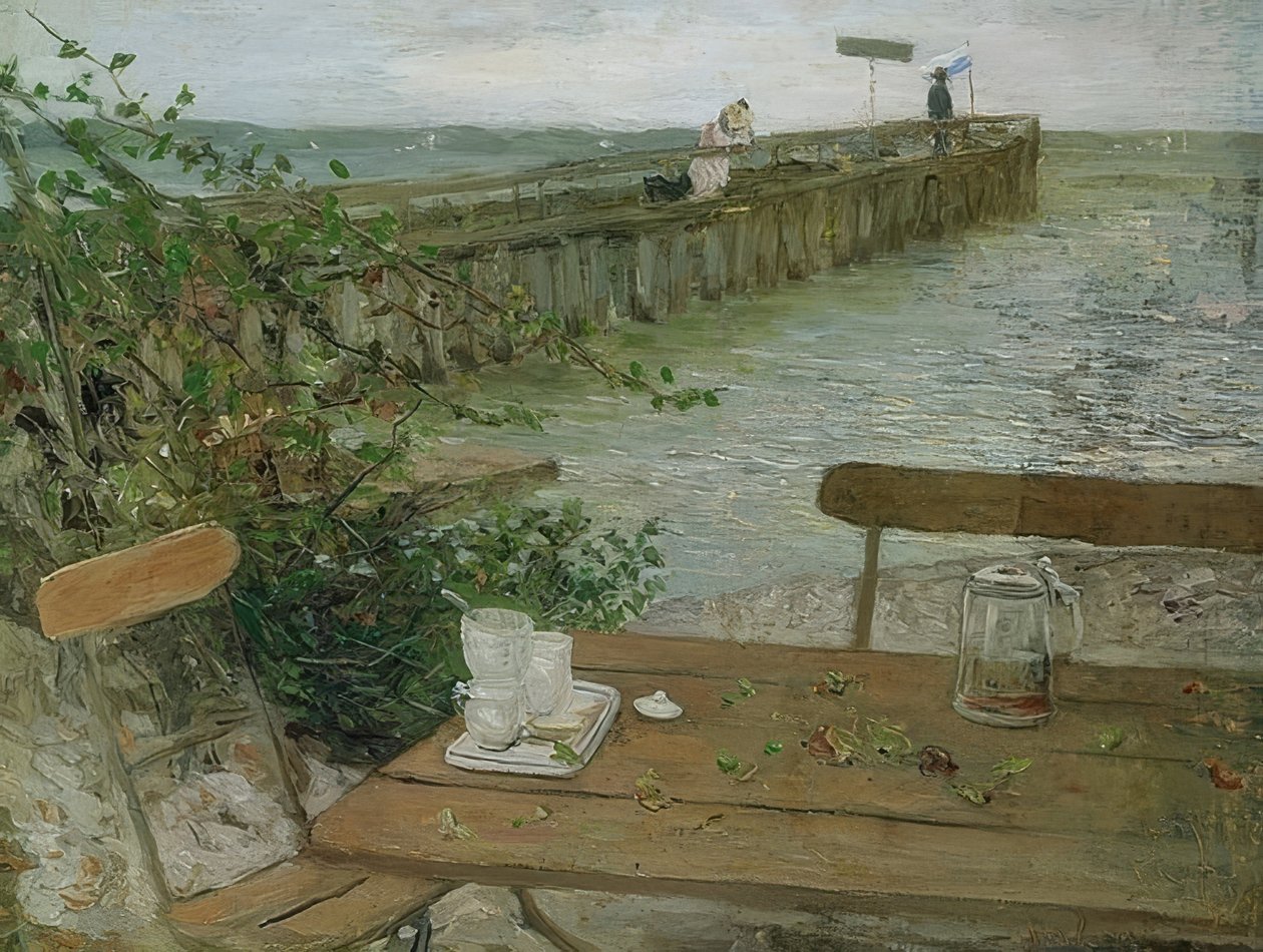 Přistávací molo na jezeře Starnberg. Kolem roku 1896 od Fritz von Uhde