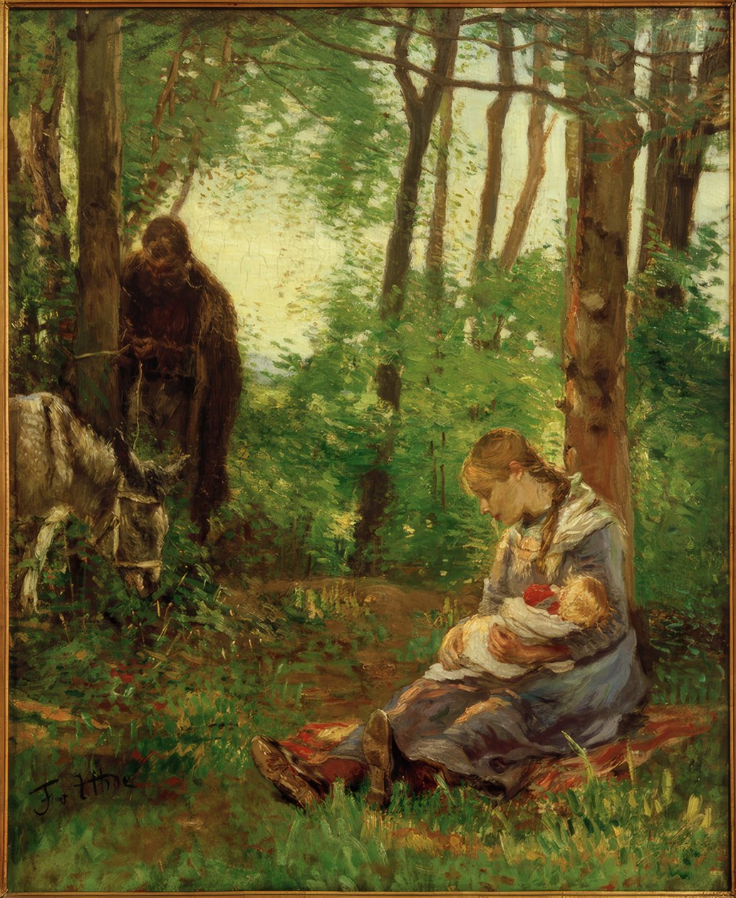 Odpočinek v lese (odpočinek na útěku) od Fritz von Uhde