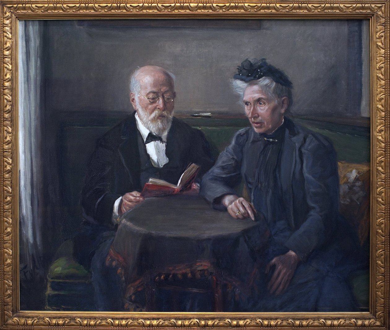 Senátor Gustav Hertz a jeho manželka. Obraz Fritze von Uhde (1848-1911), olej na plátně od Fritz von Uhde