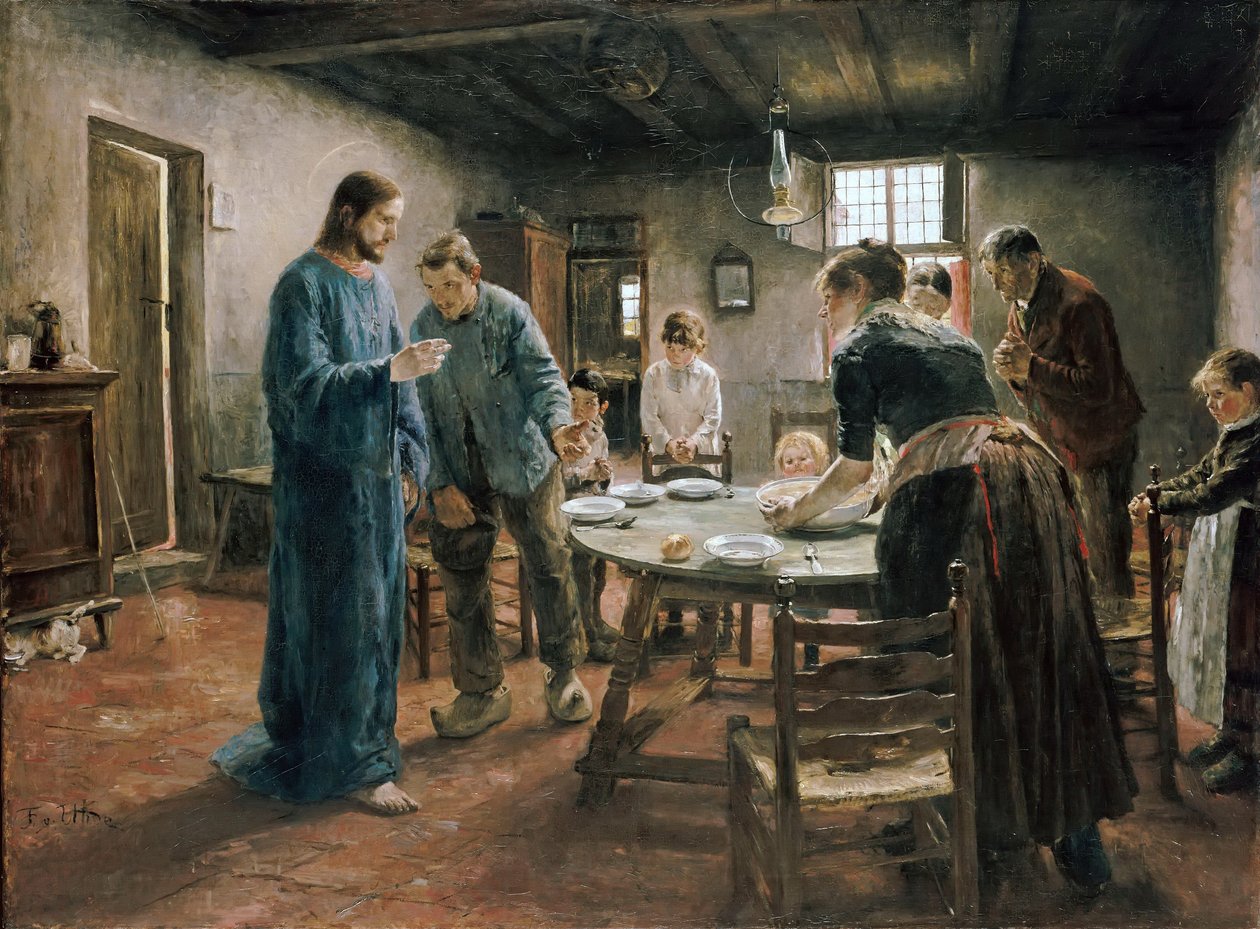 Modlitba za jídlem od Fritz von Uhde