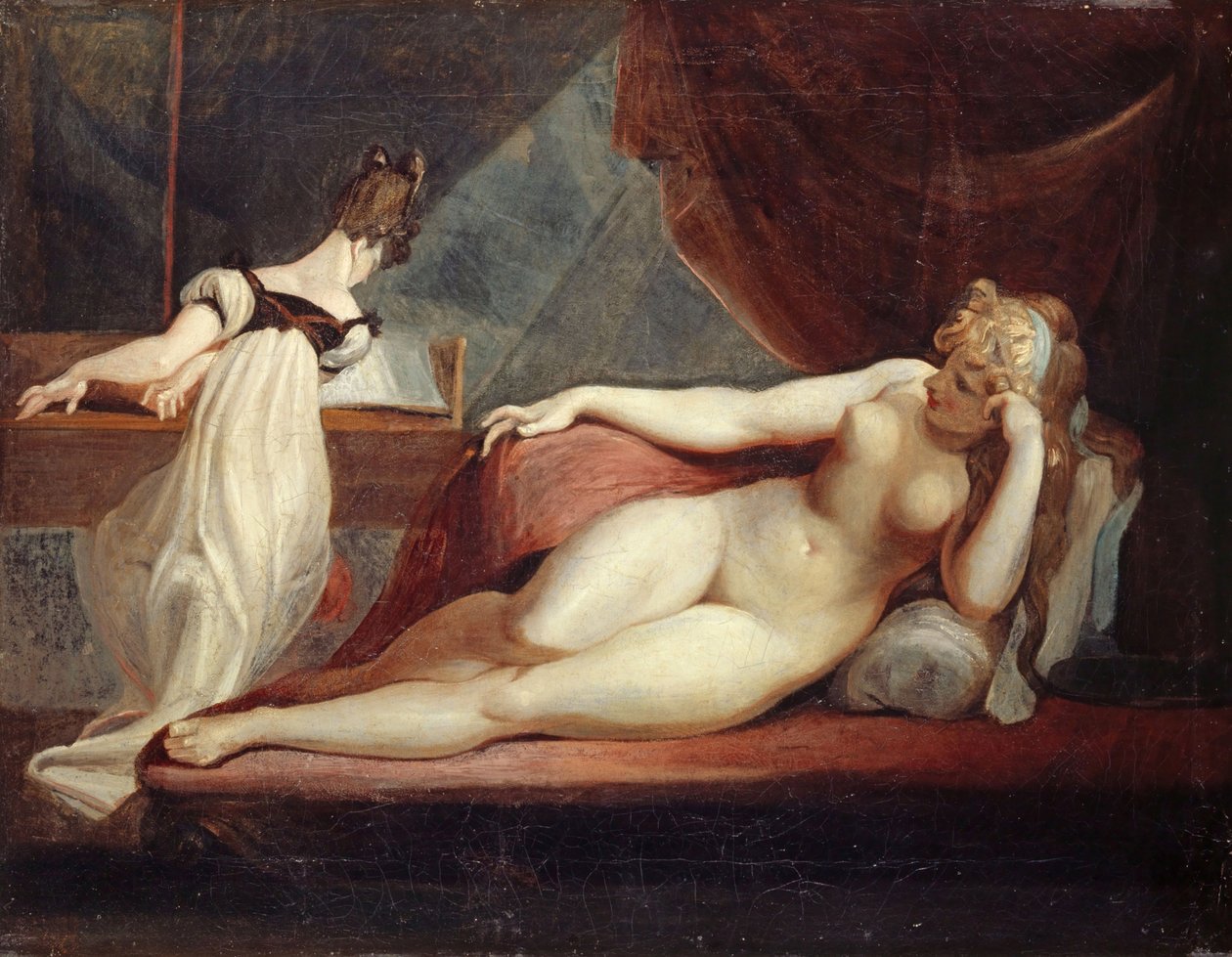 Odpočívající ženský akt a hráč na klavír, 1799-1800. od Füssli