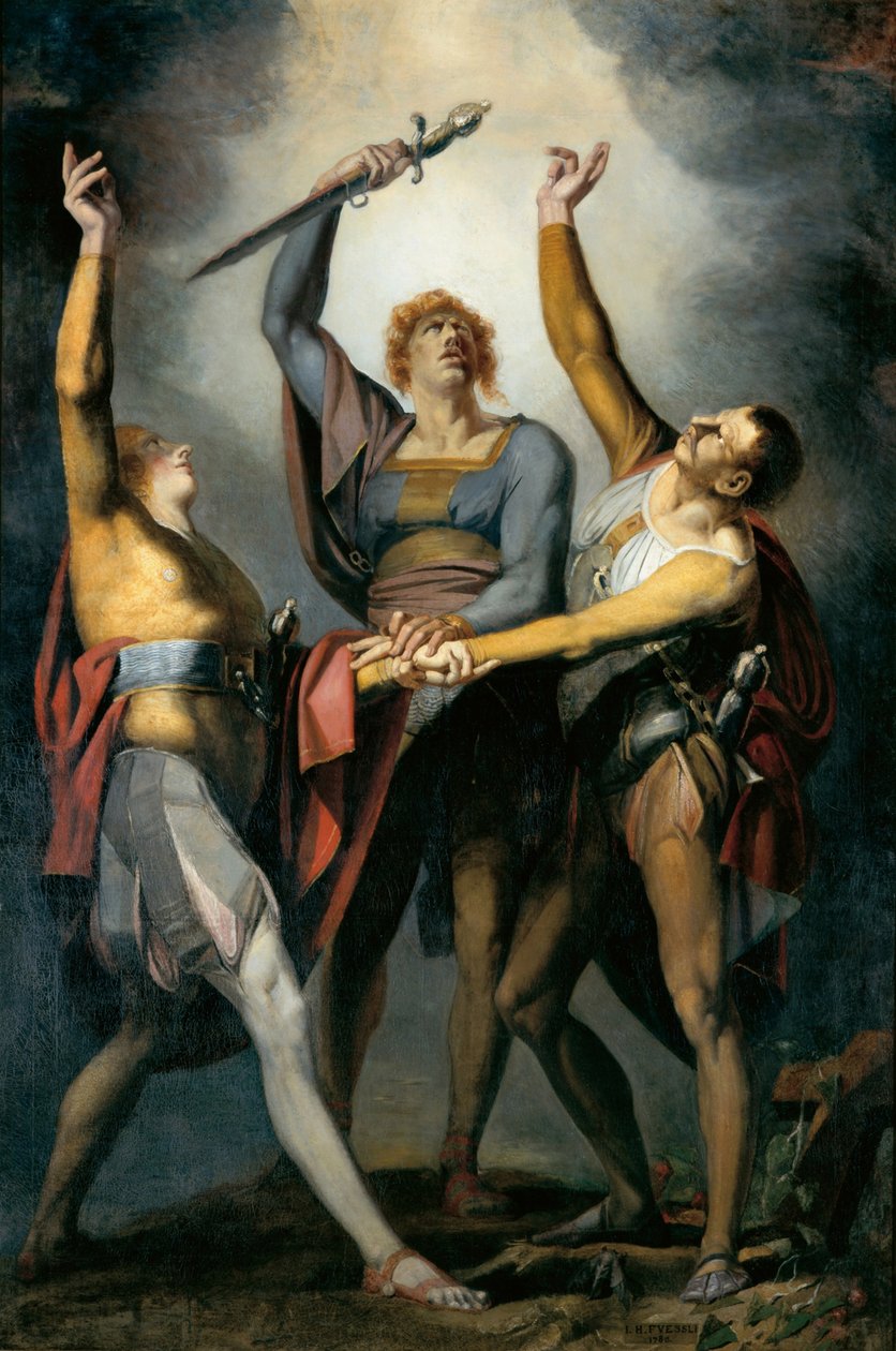 Tři společníci v přísaze na Rütli, 1779-1781. od Füssli