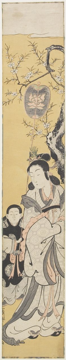 Xiwangmu (Queen Mather of the West) a Attendant, kolem roku 1764 (barevný dřevotisk) od Fusanobu Tomikawa