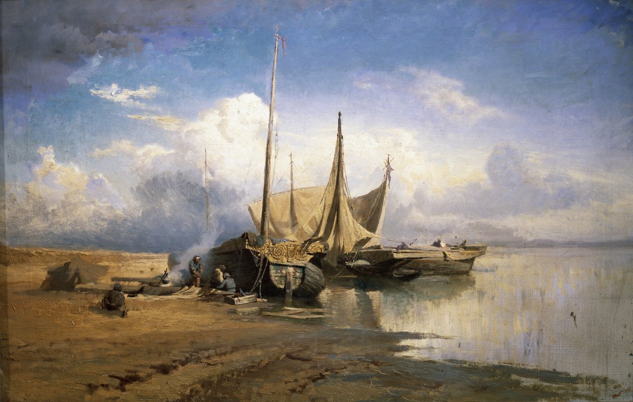 Pohled na Volhu. Lodě, 1870 od Fyodor Alexandrovich Vasilyev