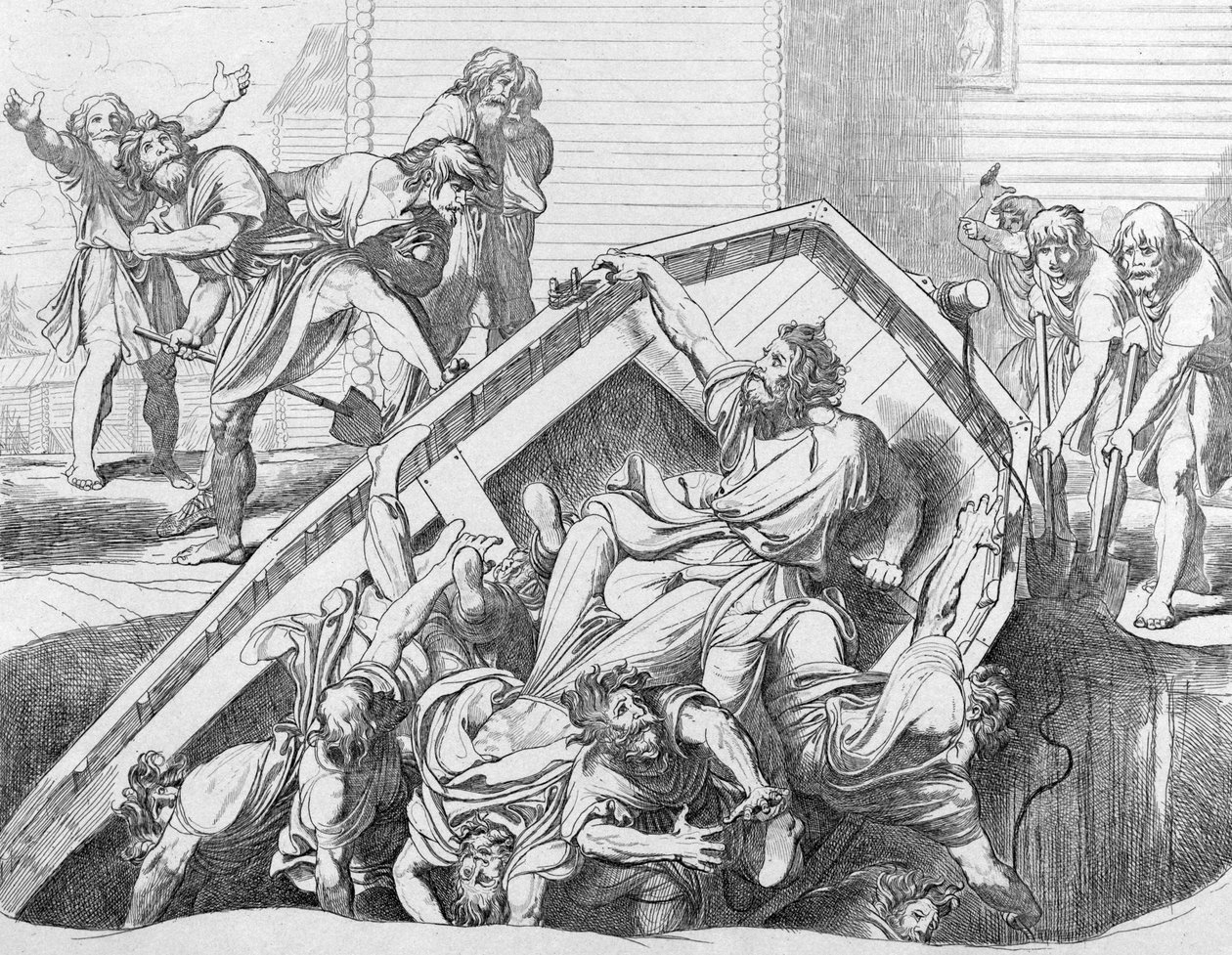 Olga se pomstí Drevlianům před rokem 1839 od Fyodor Antonovich Bruni