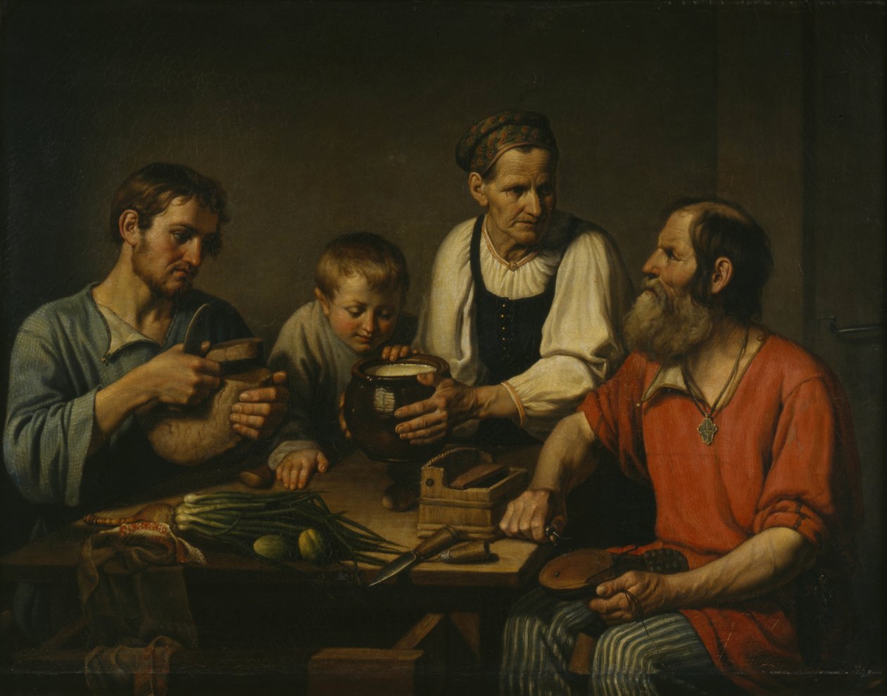 Rolnická rodina před večeří, 1824 od Fyodor Grigoryevich Solntsev
