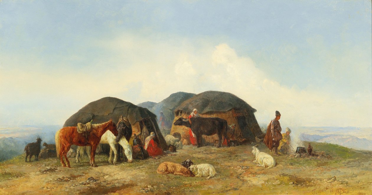 Odpočívající pastevci dobytka na severním Kavkaze, 1874. od Fyodor Ilyich Baykov