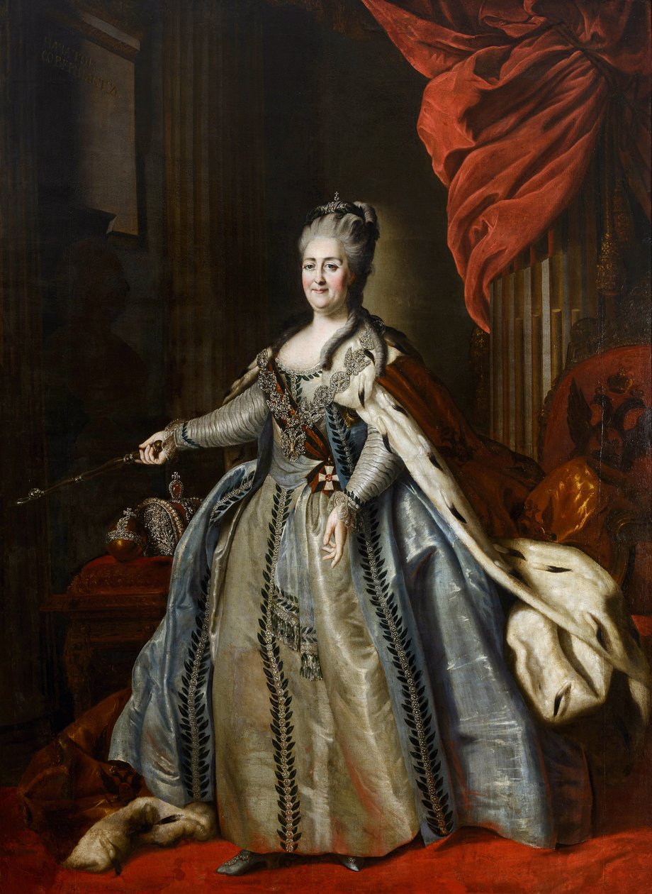 Portrét císařovny Kateřiny II (1729-1796) par Rokotov, Fjodor Stěpanovič (1735-1808). Olej na plátně, druhá polovina 18. stol., Státní muzeum umění A. Radishcheva, Saratov od Fyodor Stepanovich Rotokov