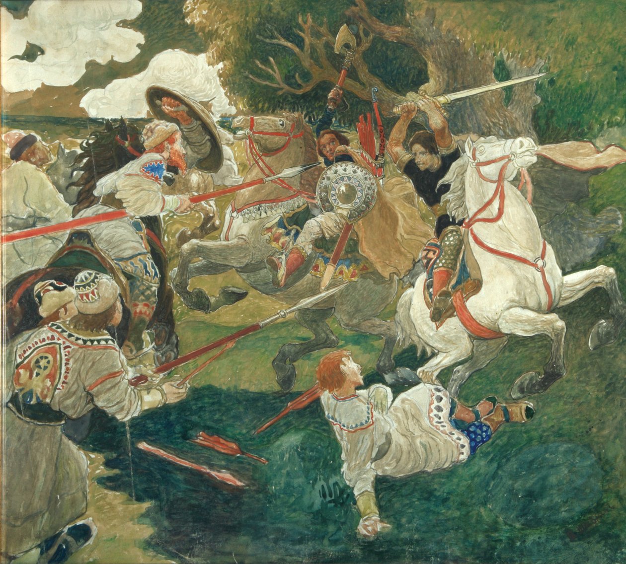 Bitva. Scéna z ruských dějin, 1900-1910 od Fyodor Vladimirovich Shavrin