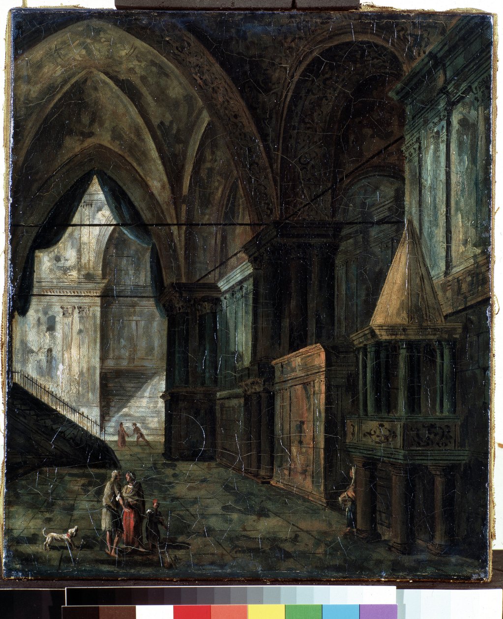 V katedrále (V katedrále). Obraz Fjodora Jakovleviče Alexejeva (1753-1824). Olej na plátně, 35,5 x 30,5 cm od Fyodor Yakovlevich Alexeev