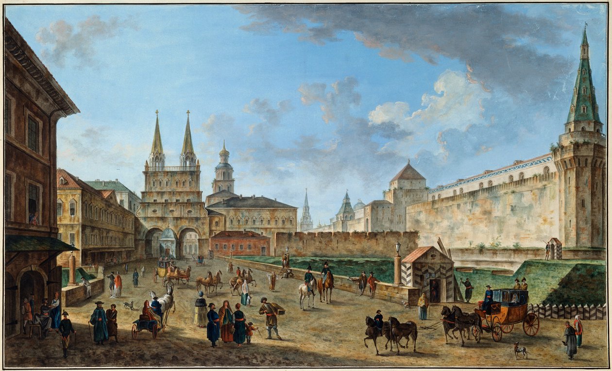 Pohled na bránu vzkříšení na Rudém náměstí, Moskva, Rusko, c1801 od Fyodor Yakovlevich Alexeev