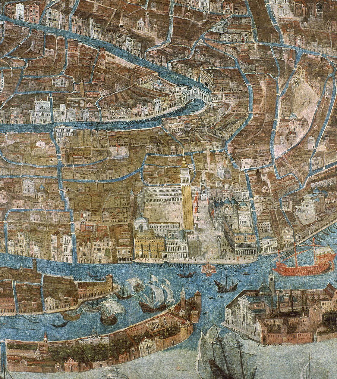 Mapa Benátek, první polovina 17. století (panel) (detail 64062) od G. Barzenti