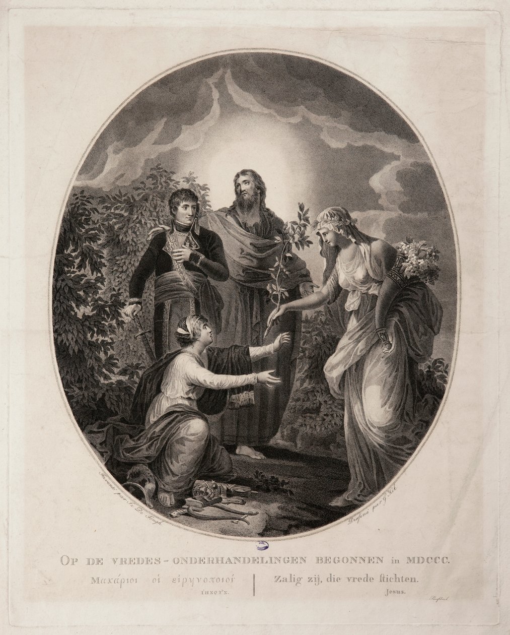 Alegorie, Bonaparte přináší mír do Nizozemska v roce 1800 od G. Kok