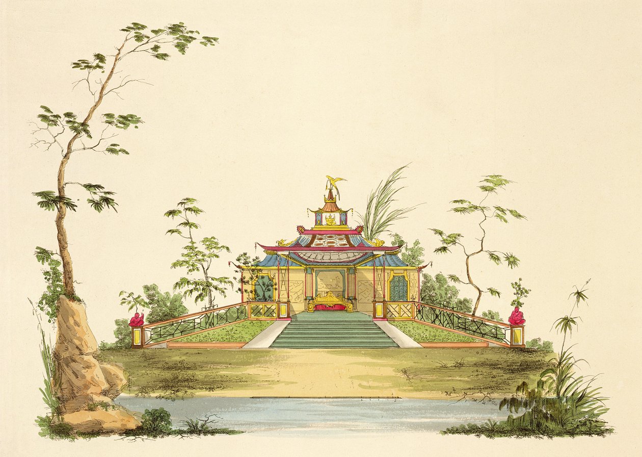 Design pro čínský chrám, c.1810 (pero a inkoust a wc na papíře) od G. Landi