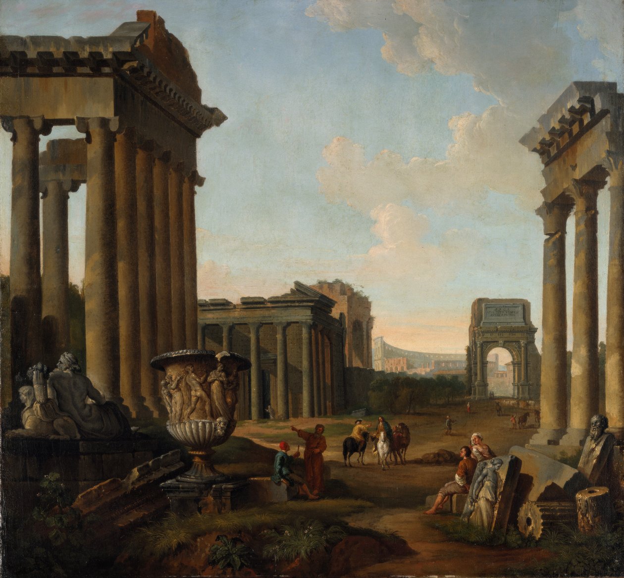 Postavy uprostřed Capriccia z ruin od Giovanni Paolo Pannini