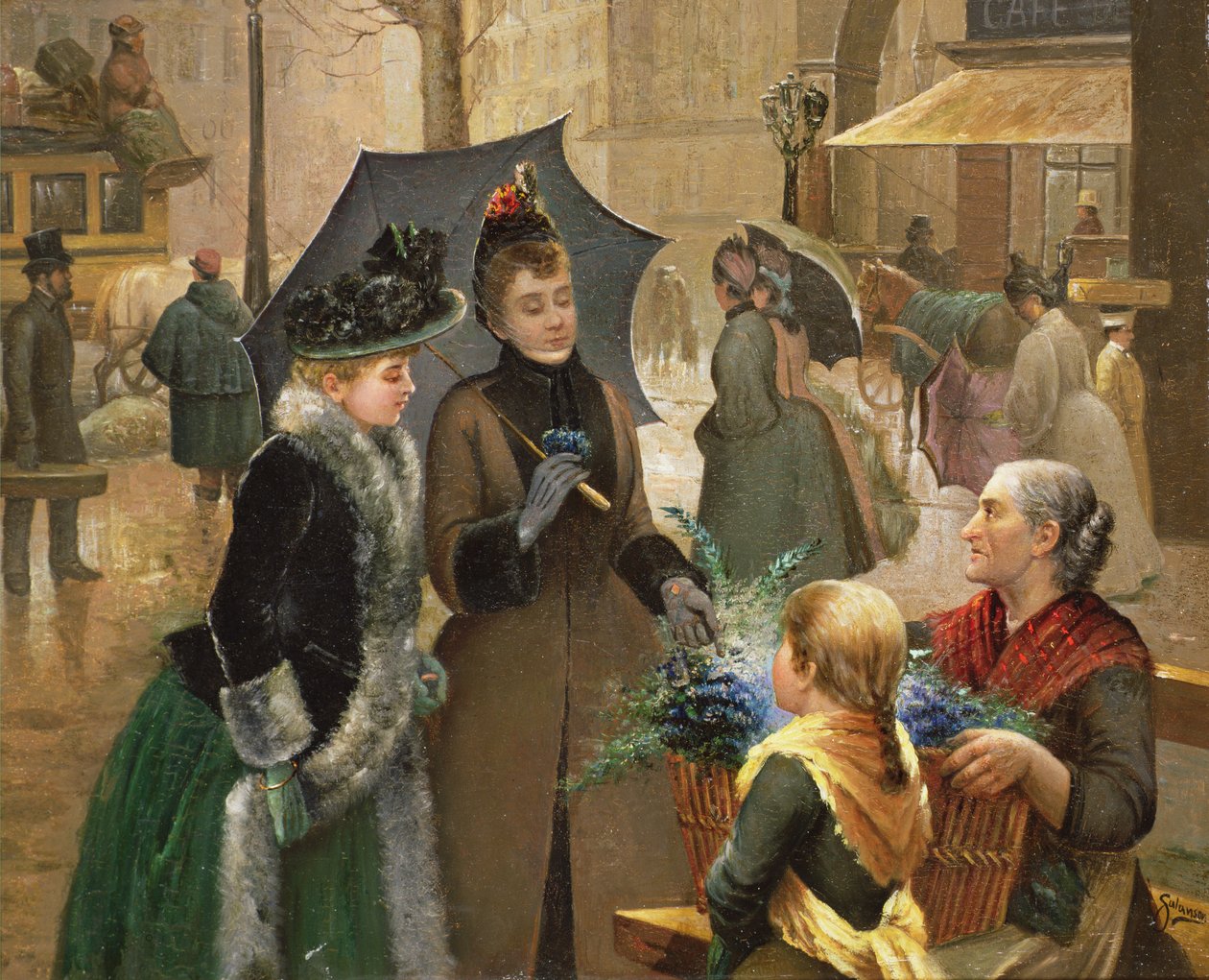 Nákup květin, 19. století od G. Salanson