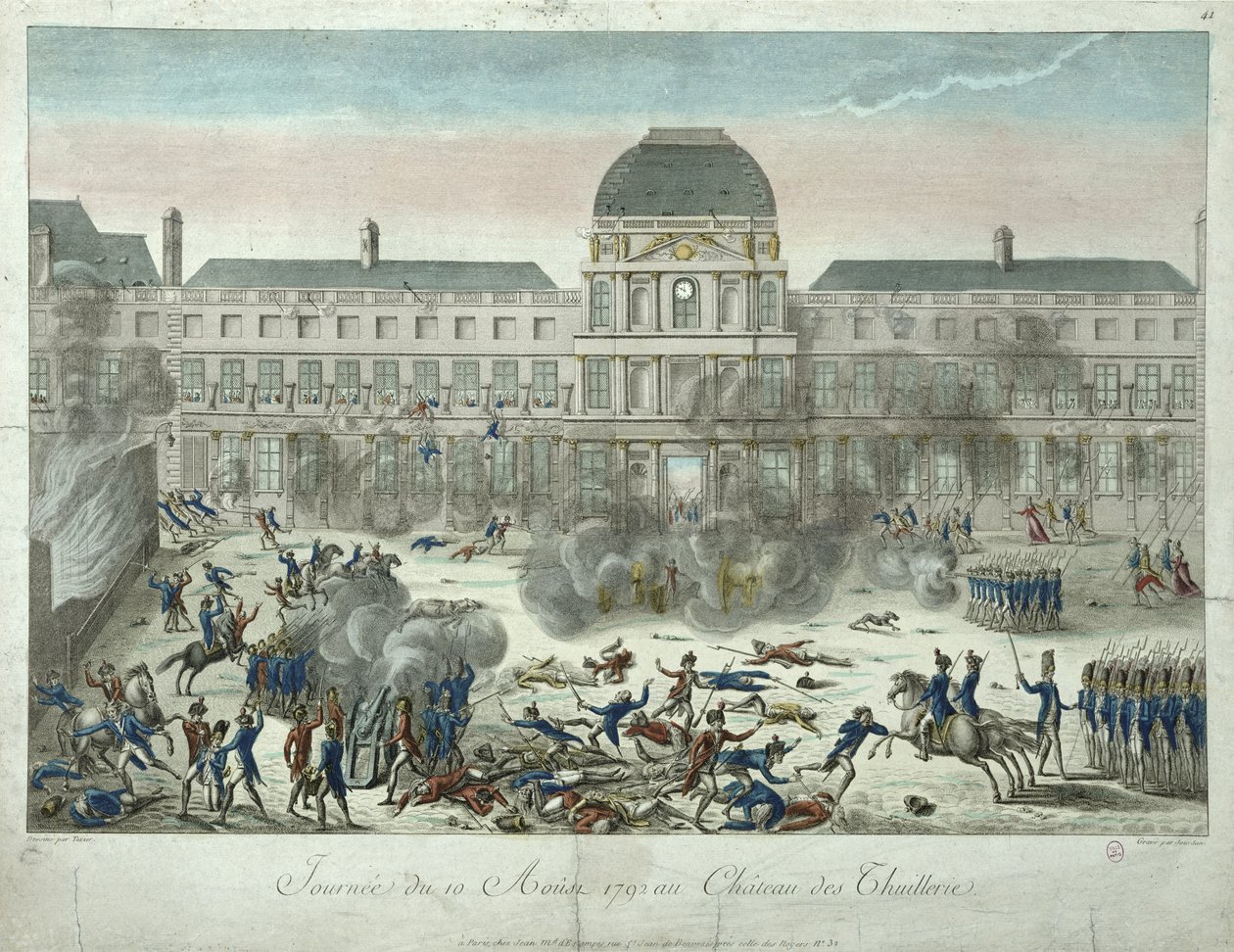 Chateau des Tuileries, 10. srpna 1792, ryl Jourdan od G. Texier