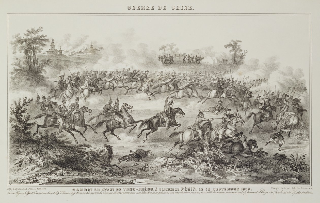 Bitva u Chang-Kia-Onang, před Tong-Cheou, 18. září 1860, z války v Číně, 1862 od G.C. de Fortavion