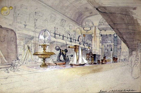 Interiér Regent Street Polytechnic, c.1847 (akvarel na papíře) od G.F. Sargent