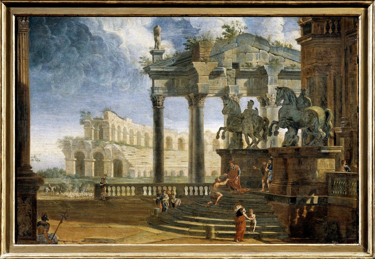 Palác Campidoglio, malba od G.P. (workshop of) Pannini or Panini