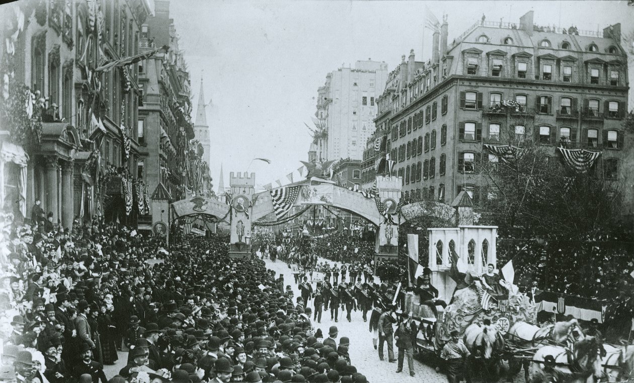 Oslava stoletého výročí inaugurace George Washingtona (1732-99) New York City, 30. dubna 1889 od G.P. Hall und Sohn
