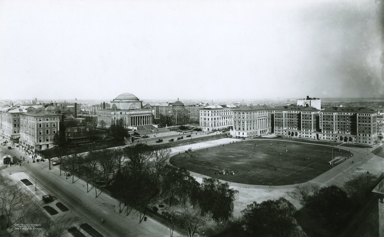 Kampus Columbia University z jihozápadu, New York City, 1910 od G.P. Hall und Sohn