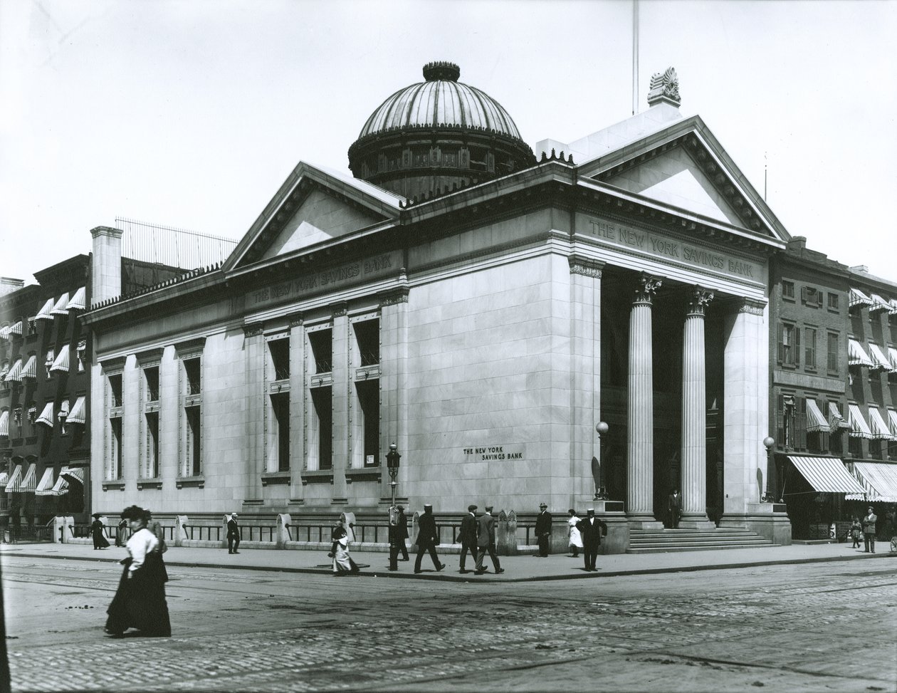 New York Savings Bank (želatinová stříbrná fotografie) od G.P. Hall und Sohn