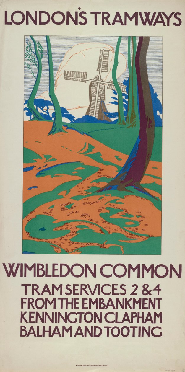 Plakát „Wimbledon Common“, London County Council LCC Tramways, 1923 od GW Widmer