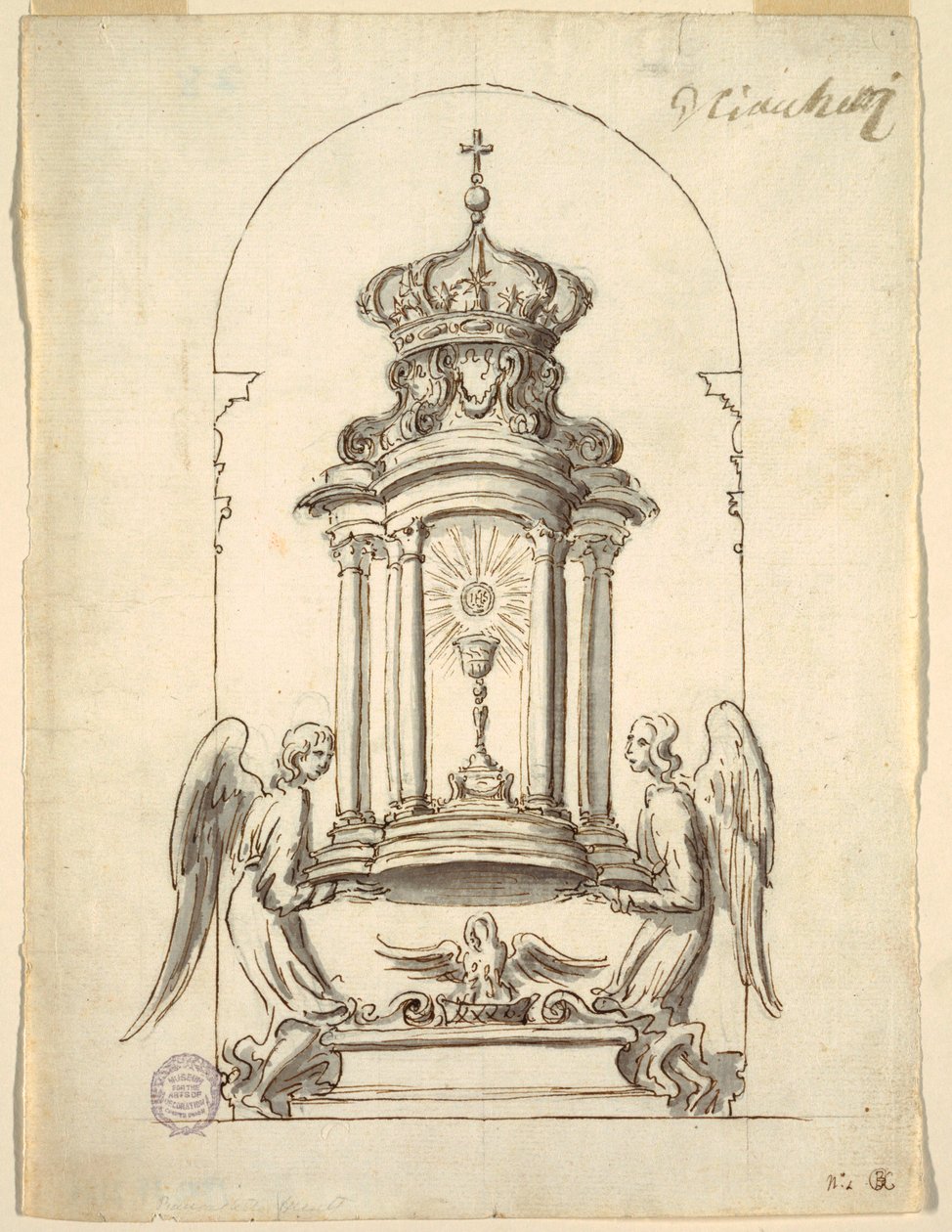 Kresba, Návrh dveří do tabernáklu z bronzu, asi 1725 od G B C