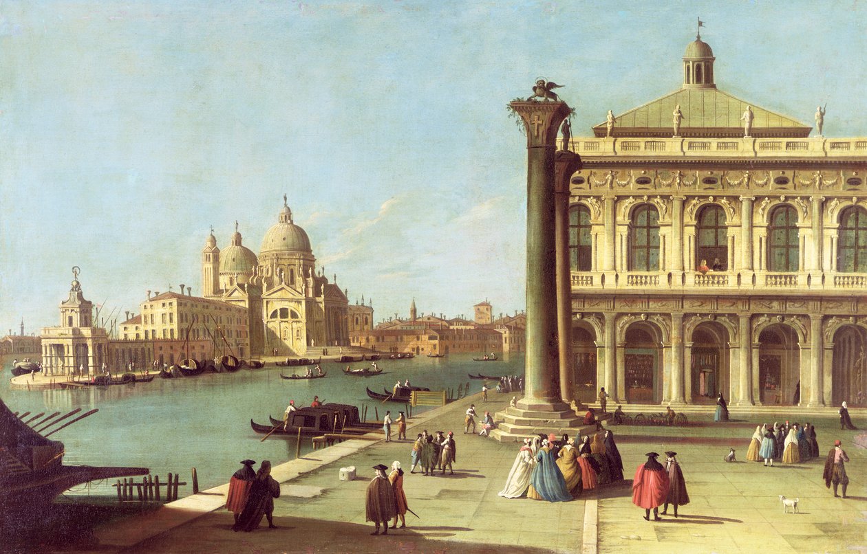 Vstup do Canal Grande v Benátkách s náměstím Piazzetta a kostelem Santa Maria della Salute od G. Canaletto