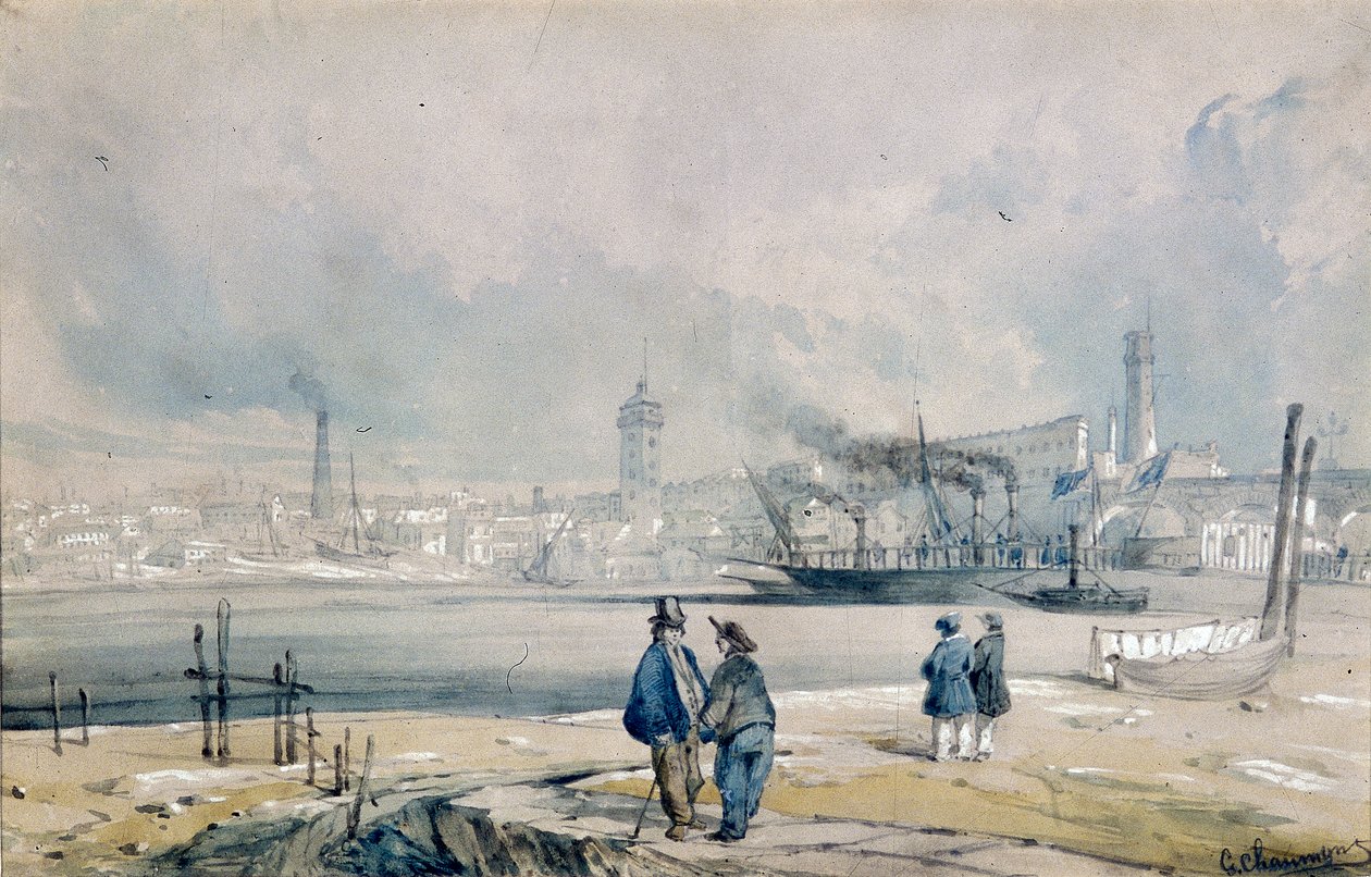 „The South Bank, with Waterloo Bridge“, Londýn, 1847 od G Chaumont