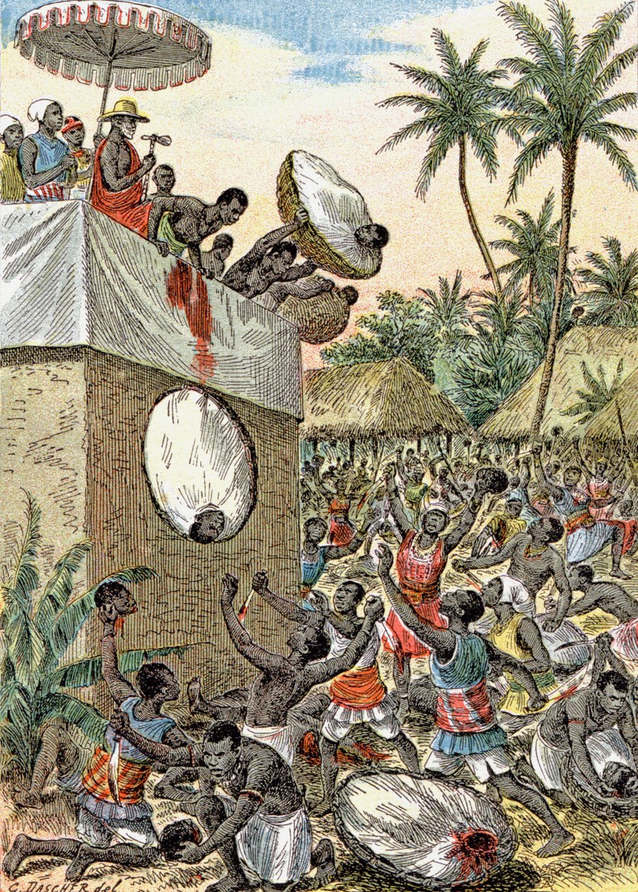 Lidské oběti v Africe, cca 1900 (ilustrace) od G. Dascher