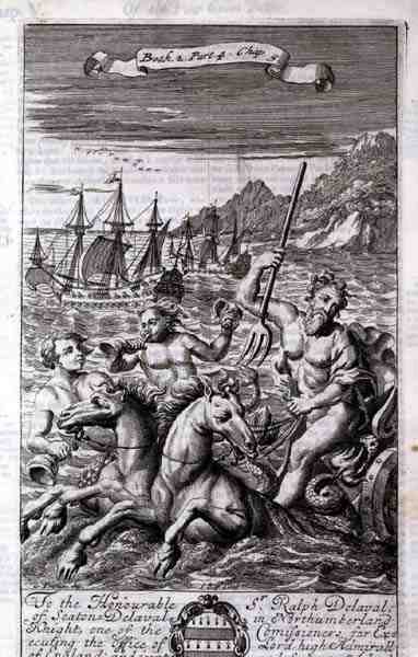 Neptun ve svém voze, ilustrace z knihy 2, část 4, kapitola 5 knihy „Principy filozofie“ od Anthonyho Le Granda, vyryl Johannes Kip (1652/53-1722) od G Freman