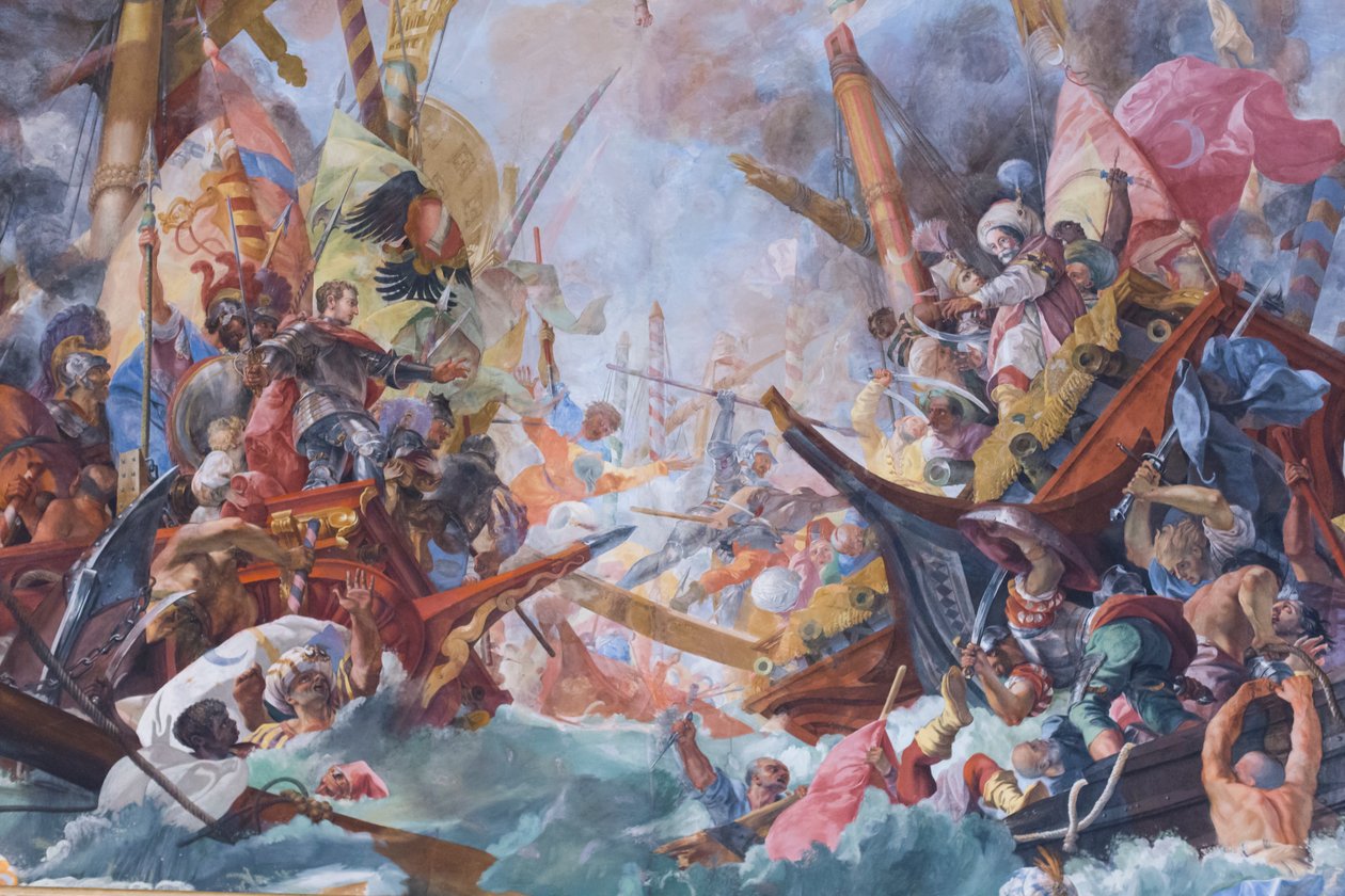 Bitva o Lepanto (čerstvé) od G. & Gherardi F. (1643 1704) Coli