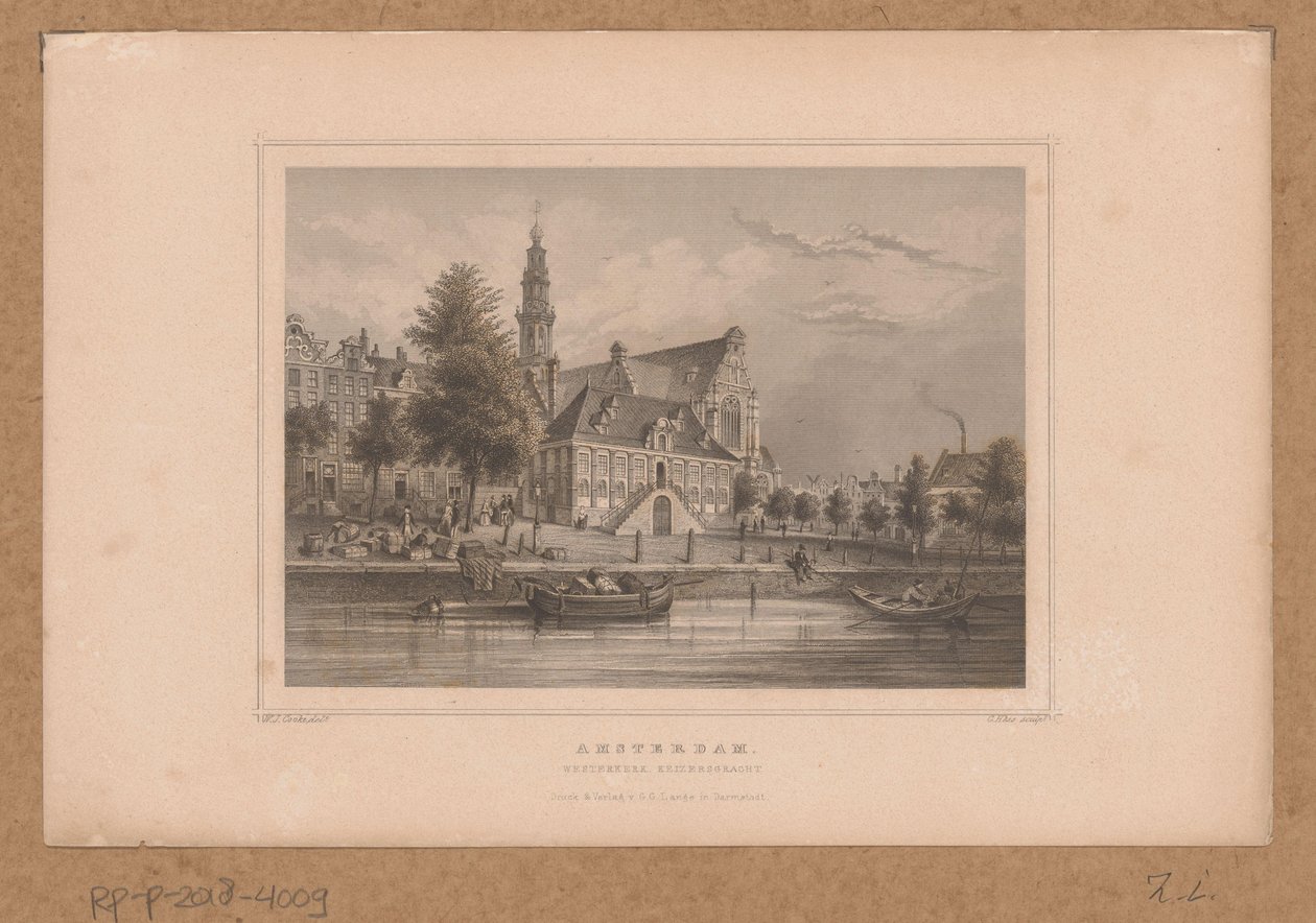 Pohled na Westerkerk v Amsterdamu z Keizersgracht Amsterdam, Westerkerk Keizersgracht (název na objektu) od G. Hess