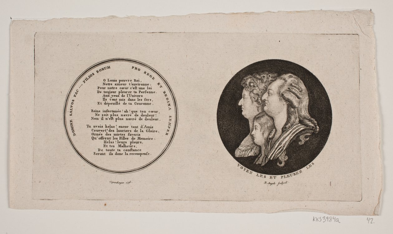 Medailon s portréty Ludvíka XVI., jeho královny a syna od G. N. Angelo