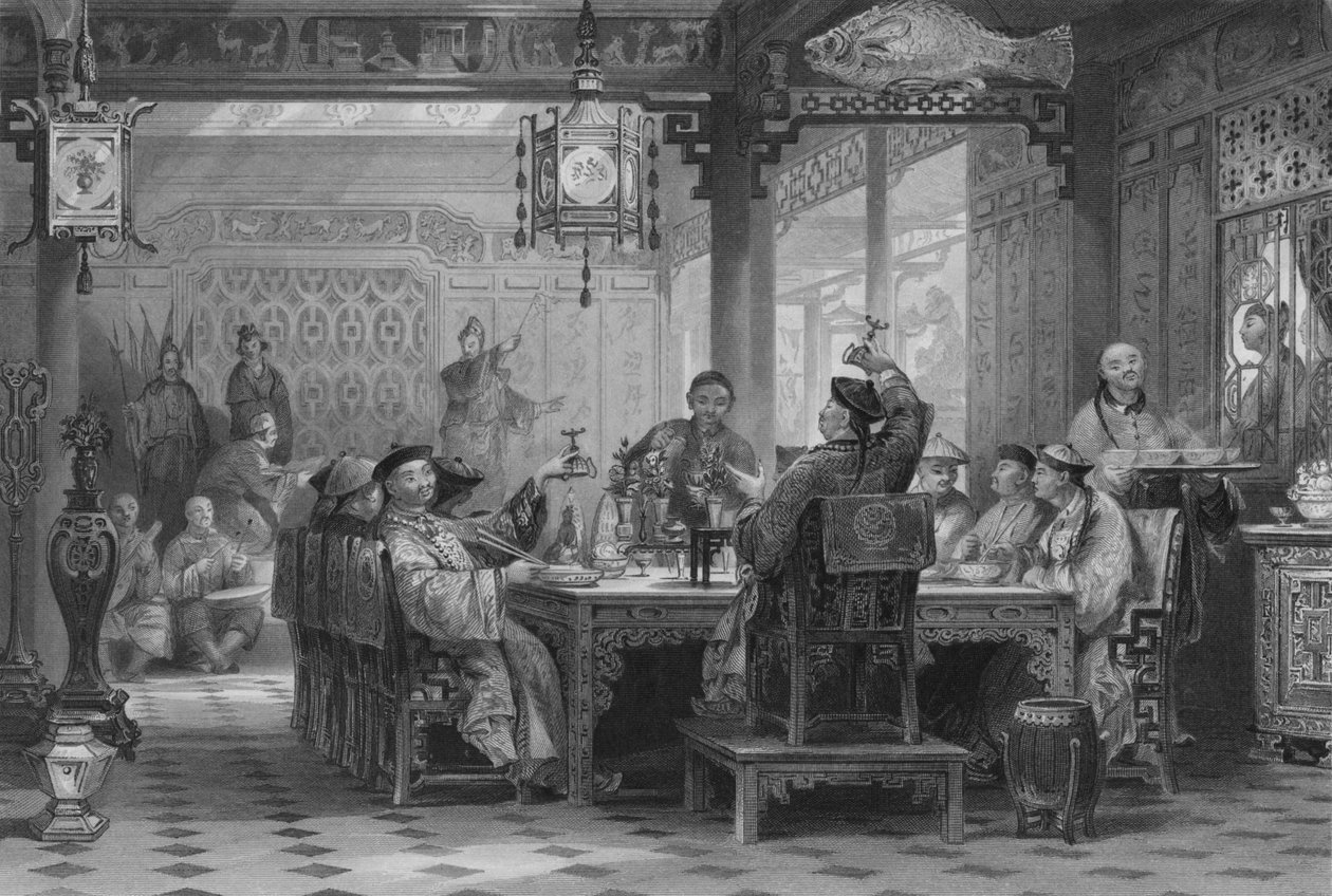 Dinner Party v Mandarins House, 1843 od G. Paterson