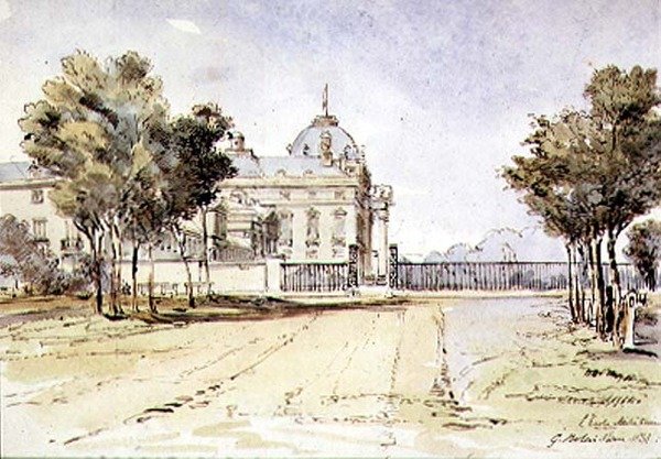 Pohled na Ecole Militaire v Paříži od G. Rolais