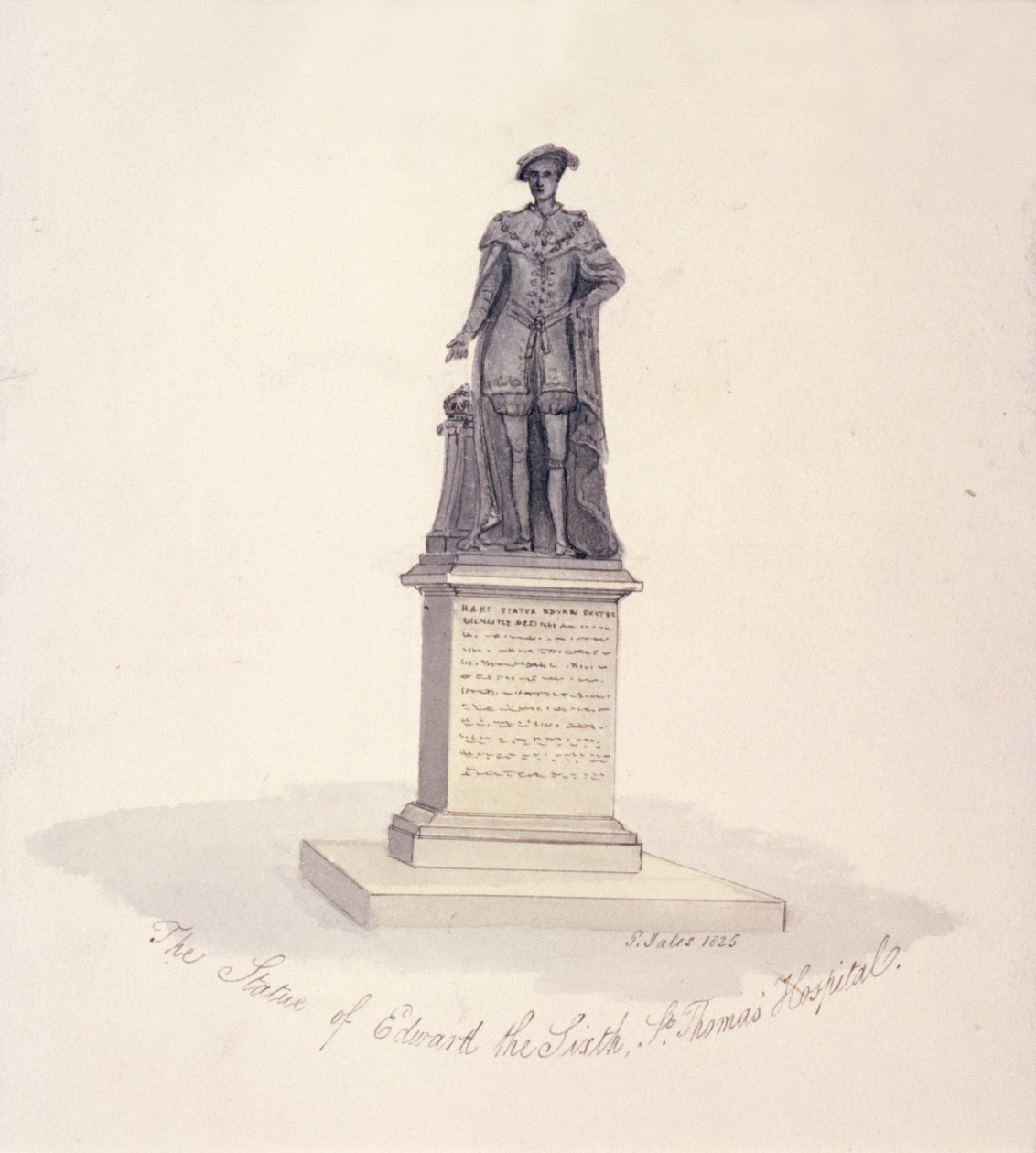 Socha Edwarda VI v nemocnici svatého Tomáše, Southwark, Londýn, 1825 od G Yates