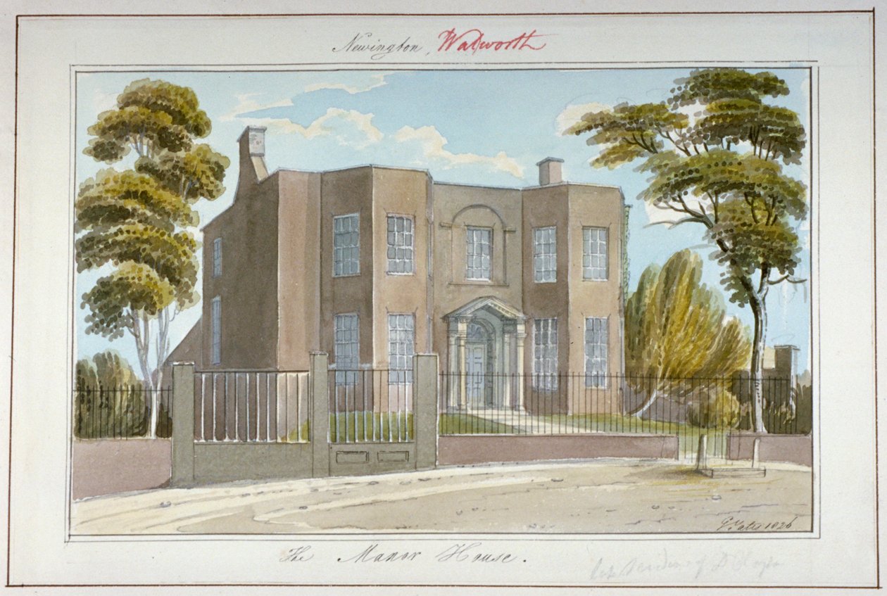 The Manor House, Newington, Southwark, Londýn, 1826 od G Yates