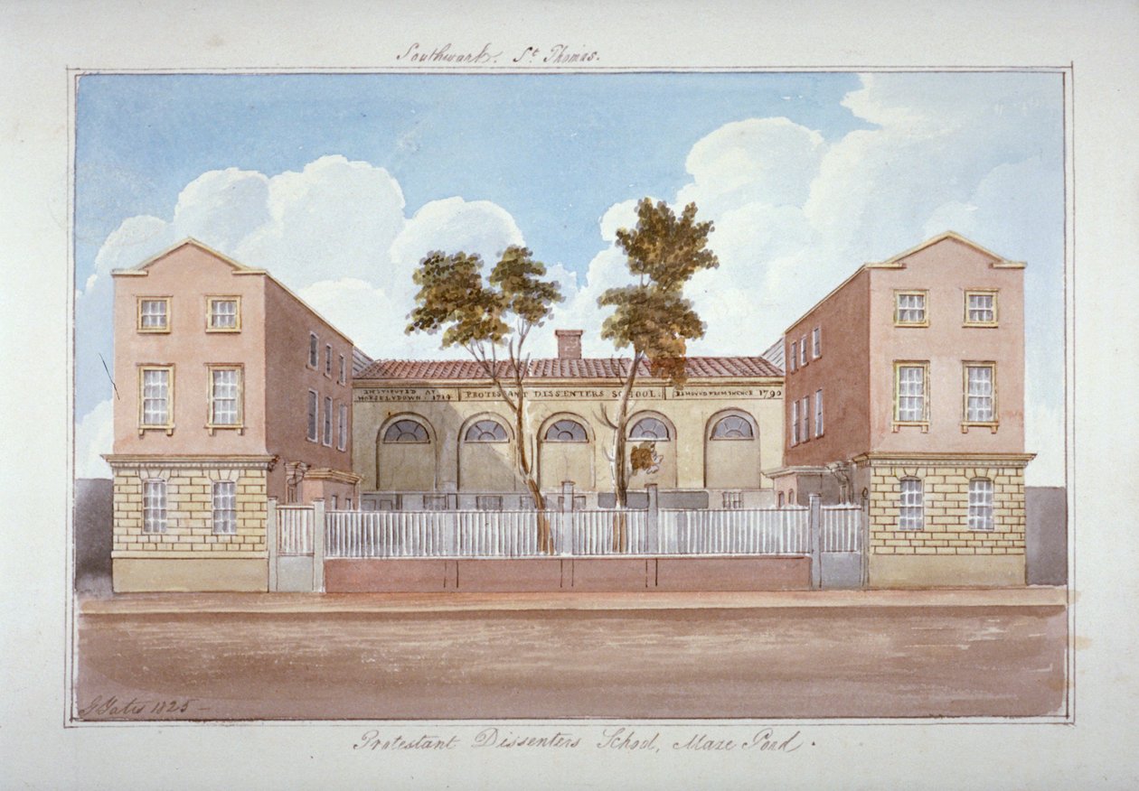 Škola protestantských disentů, Maze Pond, Bermondsey, Londýn, 1825 od G Yates